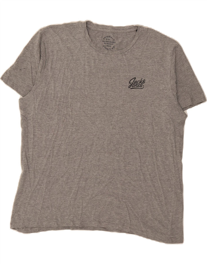 JACK & JONES Mens T-Shirt Top 2XL Grey Cotton Vintage Jack & Jones and Second-Hand Jack & Jones from Messina Hembry 