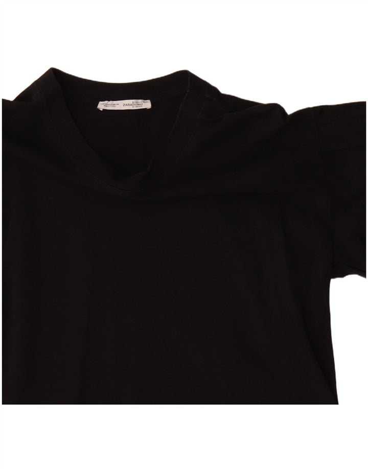 Top corto da donna Zara manica 3/4 UK 10 piccolo cotone nero