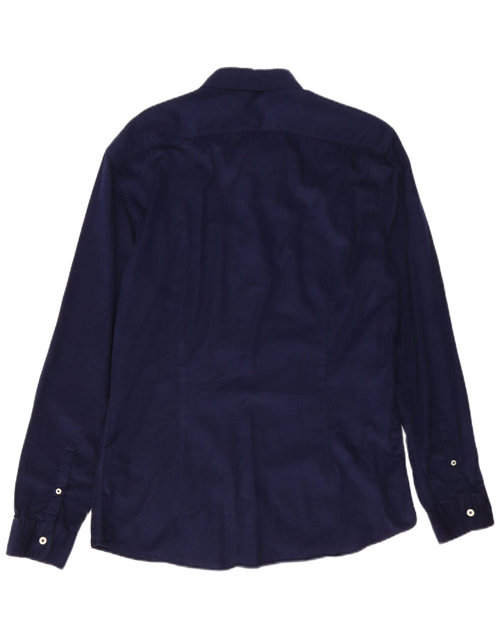 CELIO Mens Slim Fit Shirt Size 16 41/42 Large Navy Blue Cotton