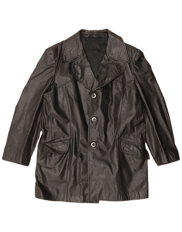 Giacca in pelle vintage da uomo UK 42 XL nera