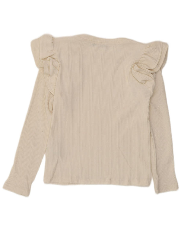 Top corto da donna Zara a maniche lunghe UK 8 piccolo in cotone bianco sporco