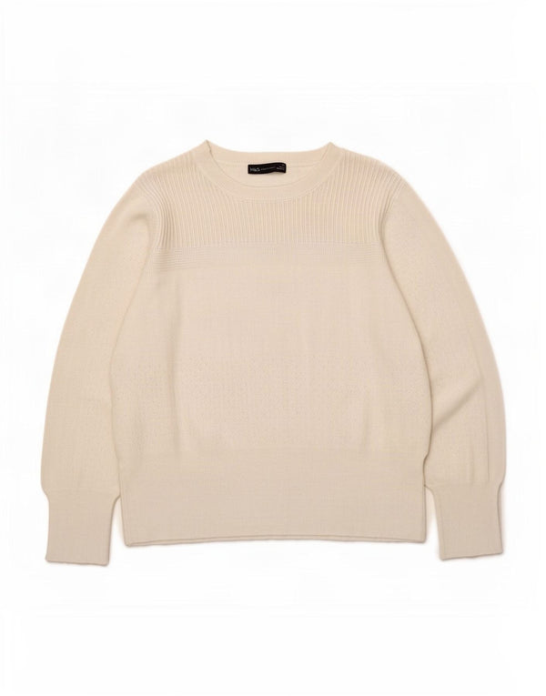Maglione maglione girocollo da donna Marks & Spencer UK 20 2XL viscosa bianca