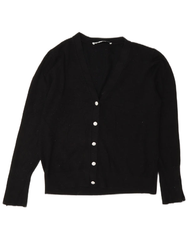 Maglione cardigan vestibilità regolare da donna Zara UK 14 grande viscosa nera