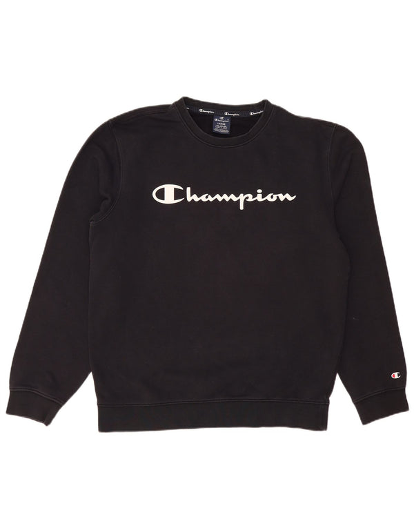 CHAMPION Felpa con grafica da uomo Maglione grande in cotone blu navy