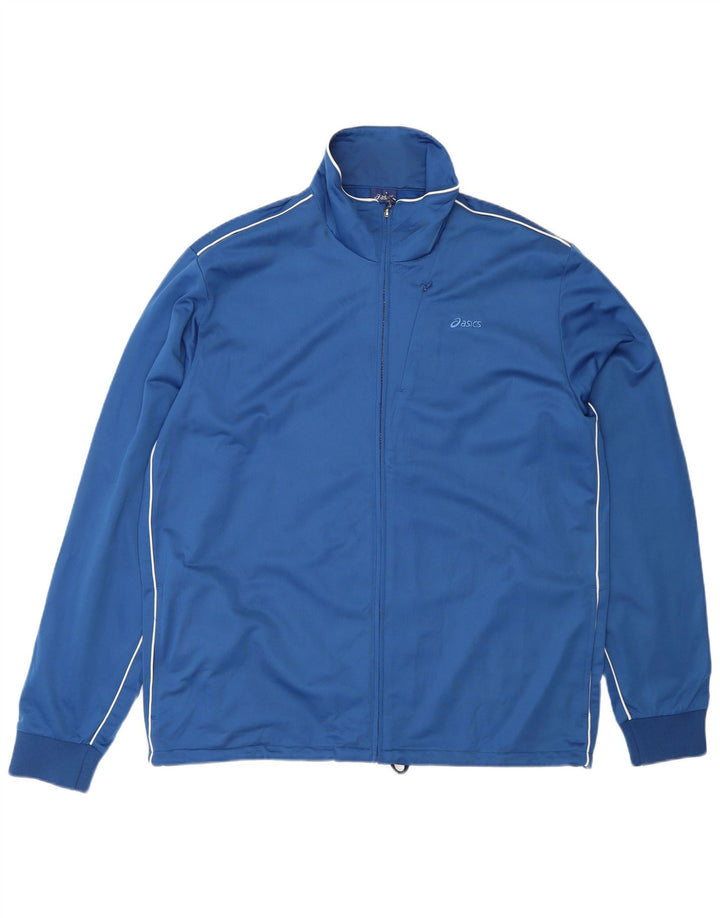 ASICS Mens Tracksuit Top Jacket 2XL Blue Polyester