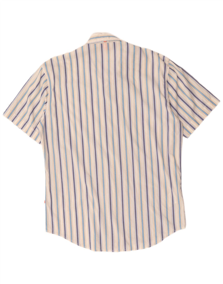 Camicia a maniche corte da uomo Hugo Boss in cotone a righe multicolore medio