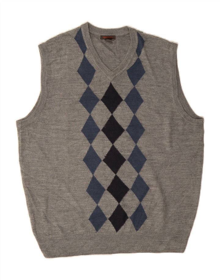 DOCKERS Mens Vest Tank Top XL Grey Argyle/Diamond Acrylic Vintage Dockers and Second-Hand Dockers from Messina Hembry 