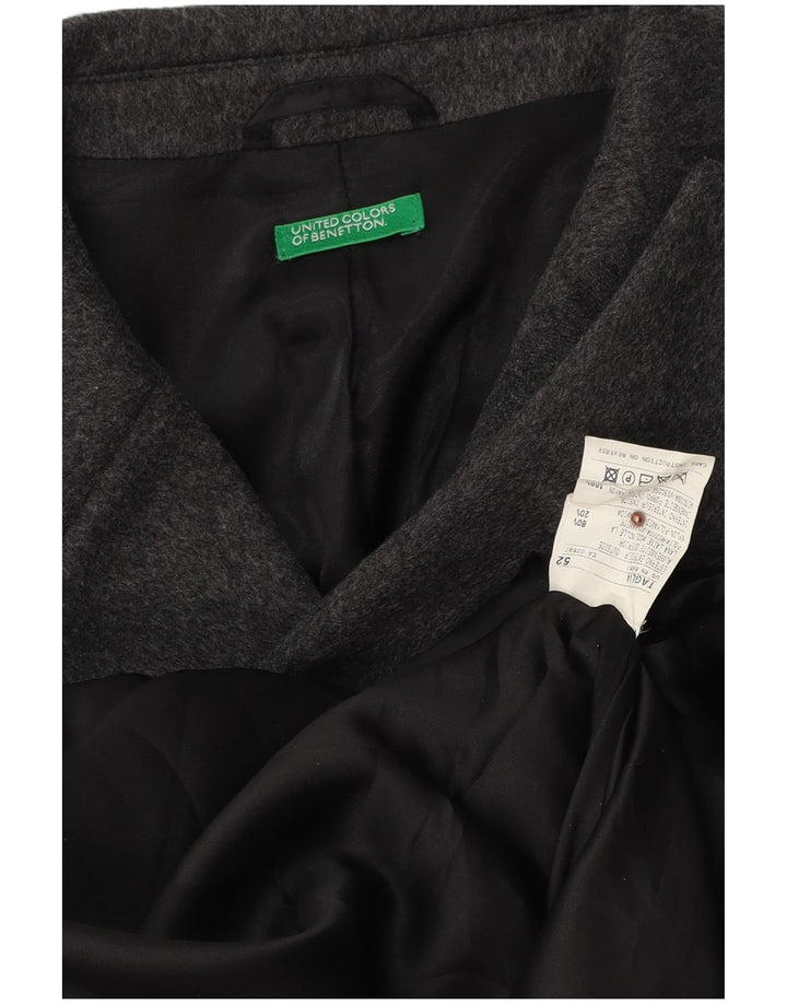 Cappotto Uomo BENETTON IT 52 XL Grigio Lana
