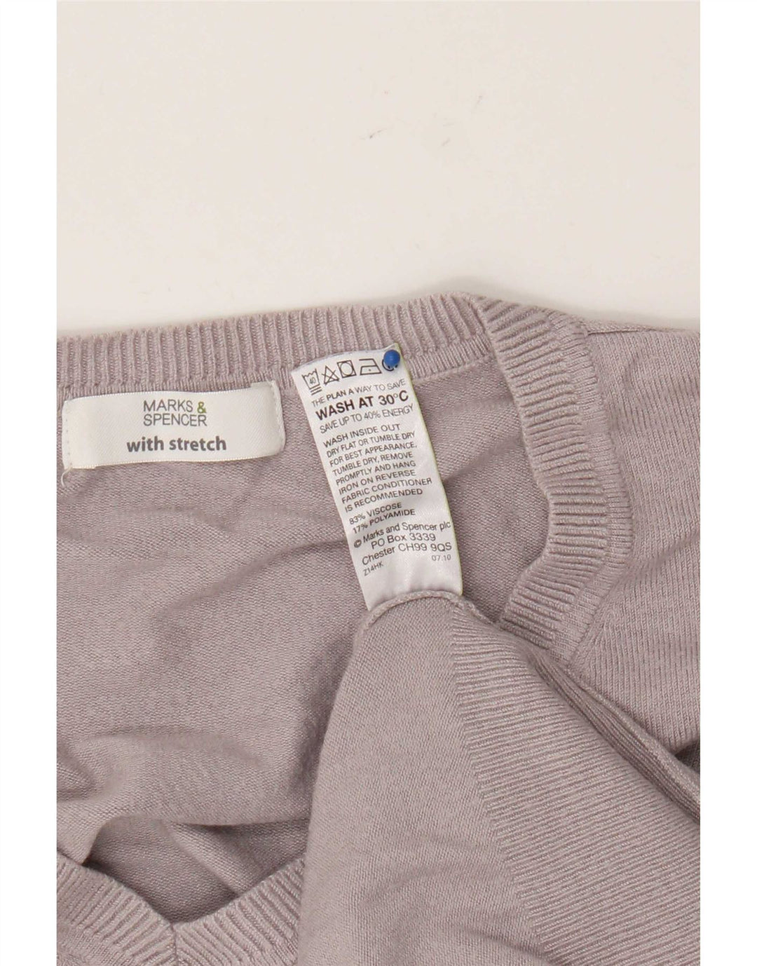 Maglione con scollo a V da donna Marks & Spencer UK 20 2XL Viscosa grigia