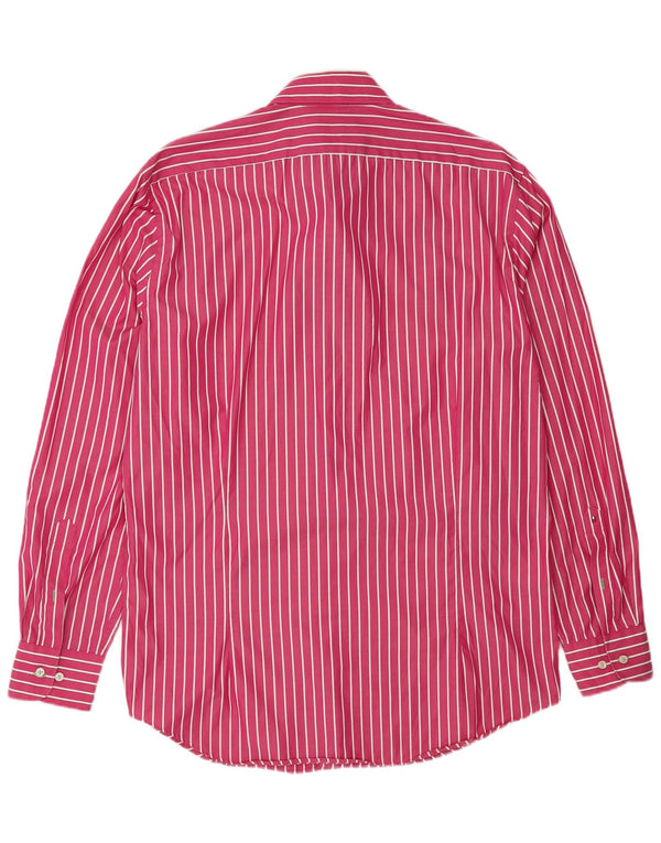 Camicia aderente da uomo Tommy Hilfiger taglia 42 16 1/2 grande cotone a righe rosa