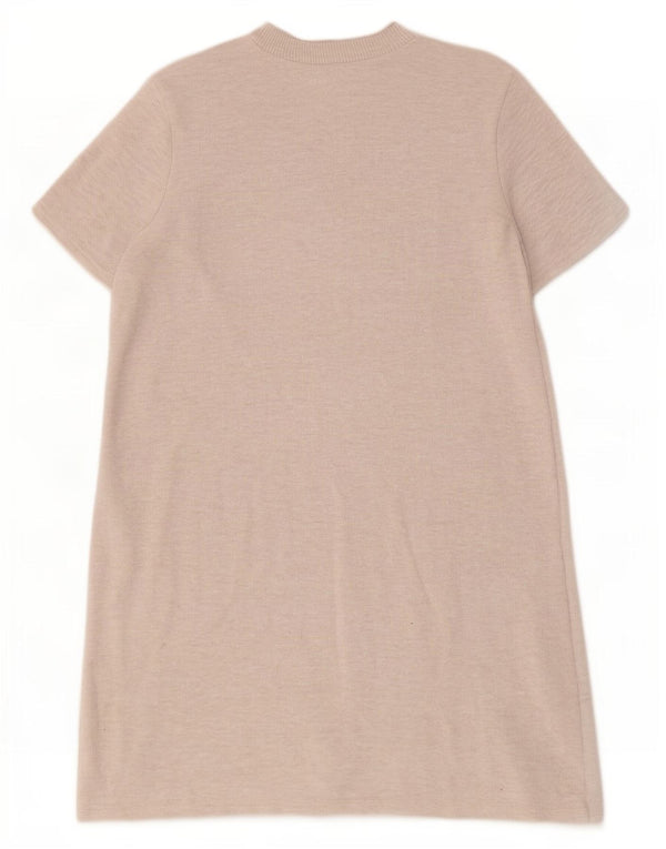 Abito maglione a maniche corte da donna Zara UK 12 Poliestere beige medio