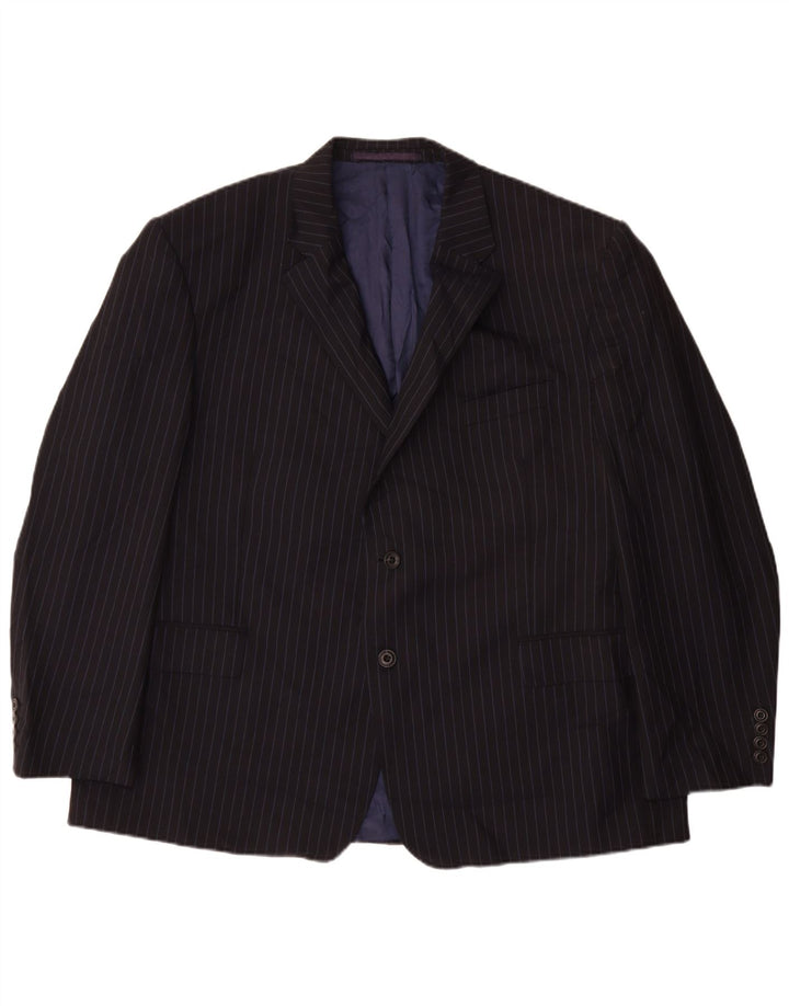 Giacca blazer a 2 bottoni da uomo Marks & Spencer UK 48 4XL Gessato blu navy