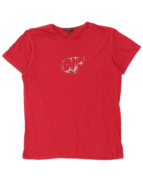 T-shirt grafica da donna Gianfranco Ferre IT 50 XL Rosso cotone
