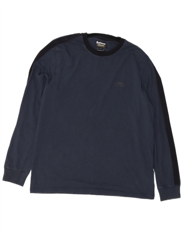 BARBOUR Top da uomo su misura a maniche lunghe, grande, color block blu navy
