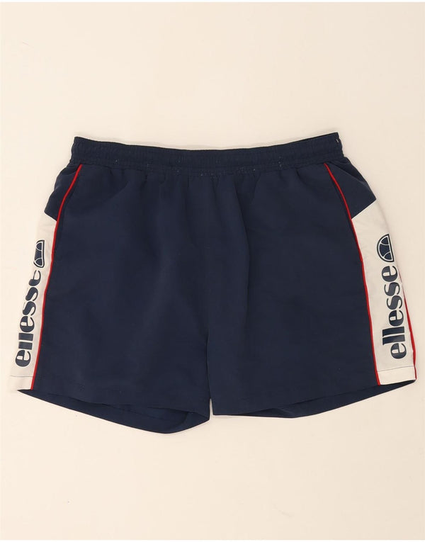 Ellesse Pantaloncini sportivi grafici da uomo di grandi dimensioni in poliestere color block blu navy