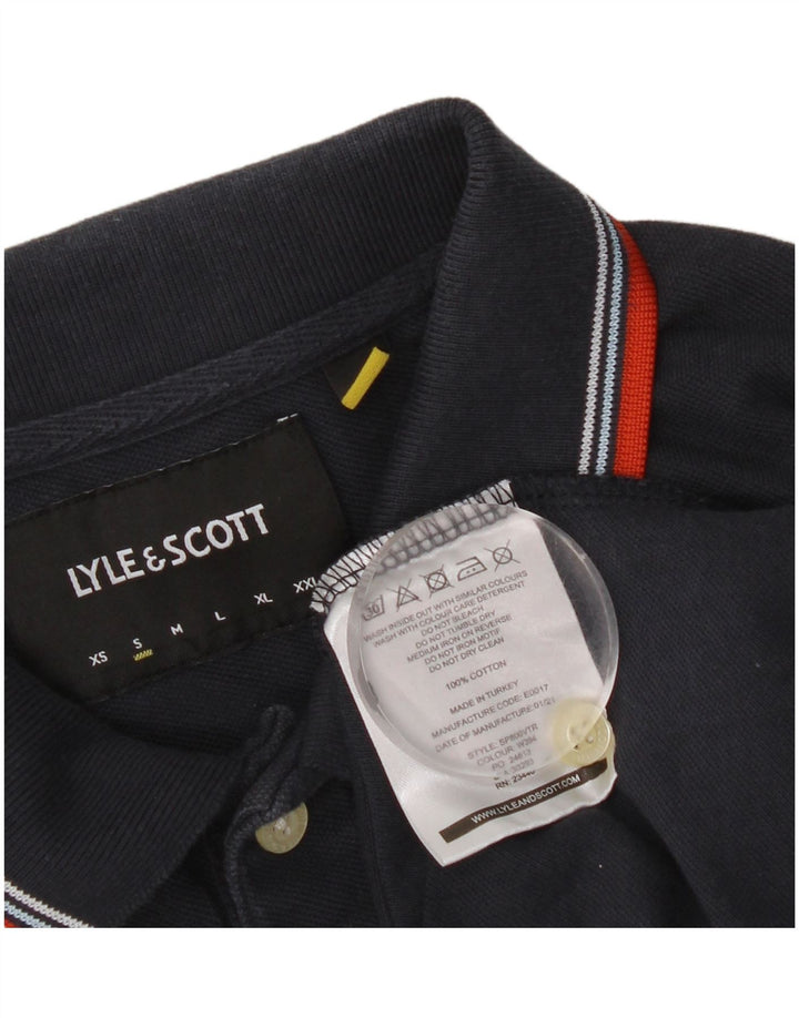 Polo da uomo Lyle & Scott piccola in cotone a righe blu navy
