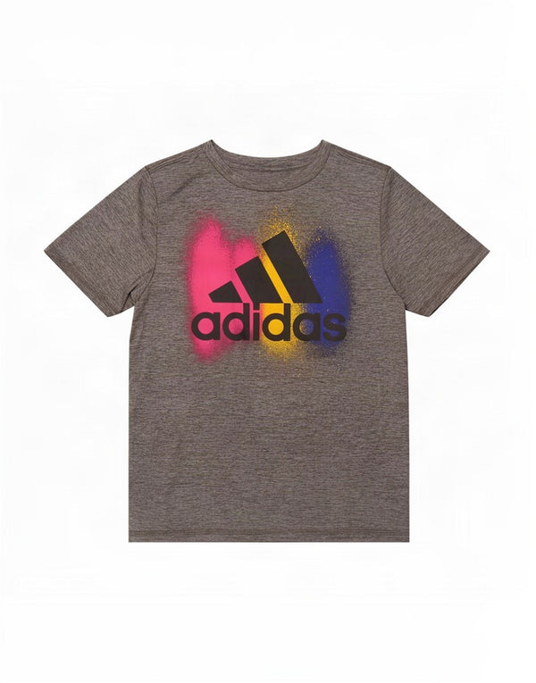 T-shirt grafica Adidas da bambino con vestibilità regolare, 9-10 anni, piccola, in poliestere grigio