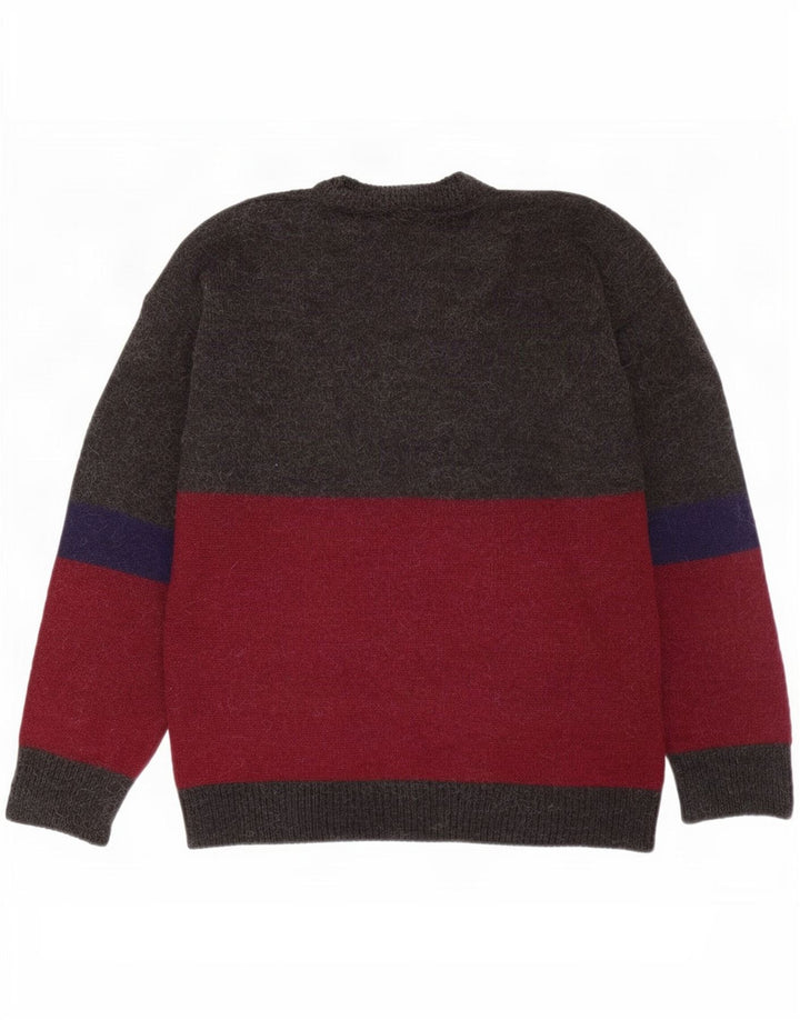 Maglione maglione girocollo da uomo vintage grande blocco di colori multicolore