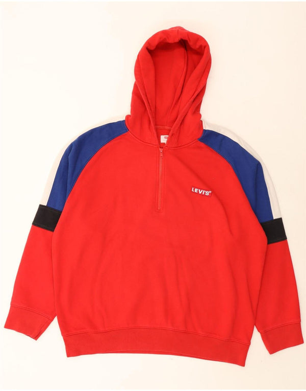 Maglione oversize con cappuccio da donna Levi's UK 18 XL Cotone color block rosso