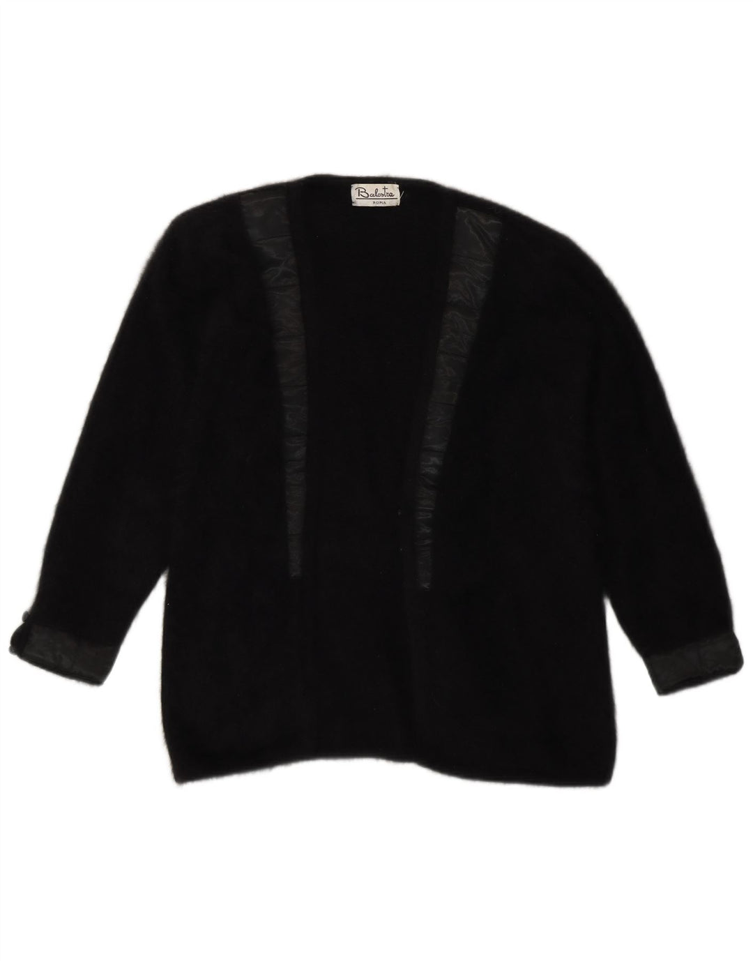 Maglione cardigan aperto da donna Renato Balestra UK 14 Angora medio nero
