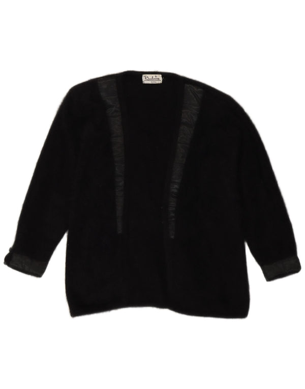Maglione cardigan aperto da donna Renato Balestra UK 14 Angora medio nero