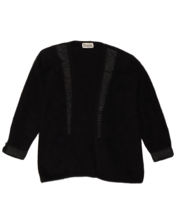 Maglione cardigan aperto da donna Renato Balestra UK 14 Angora medio nero