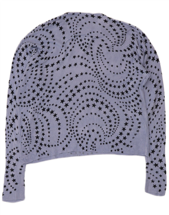 Maglione maglione con scollo a V da donna Marks & Spencer UK 14 Grande blu geometrico