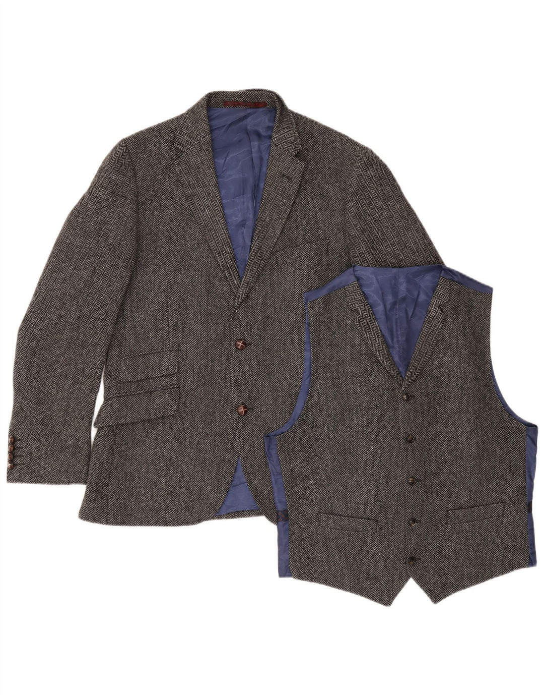 Set di pezzi su misura da uomo Marks & Spencer a spina di pesce grigio medio