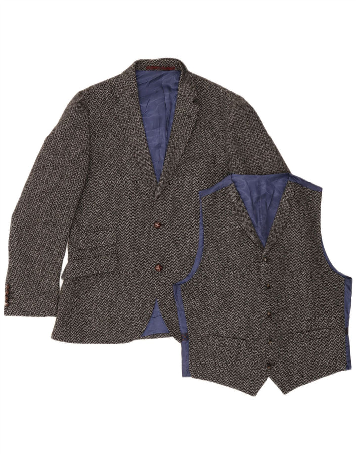 Set di pezzi su misura da uomo Marks & Spencer a spina di pesce grigio medio