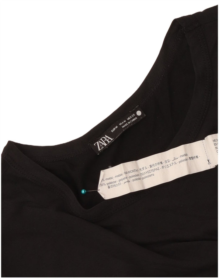 T-shirt corta da donna Zara UK 12 media nera modal
