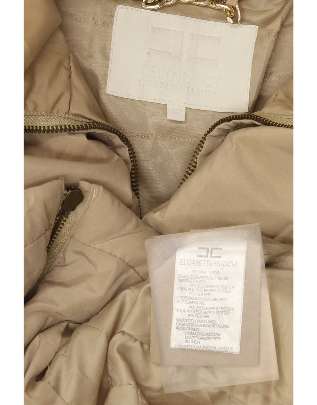Piumino Donna Elisabetta Franchi IT 42 Beige Medio Poliestere
