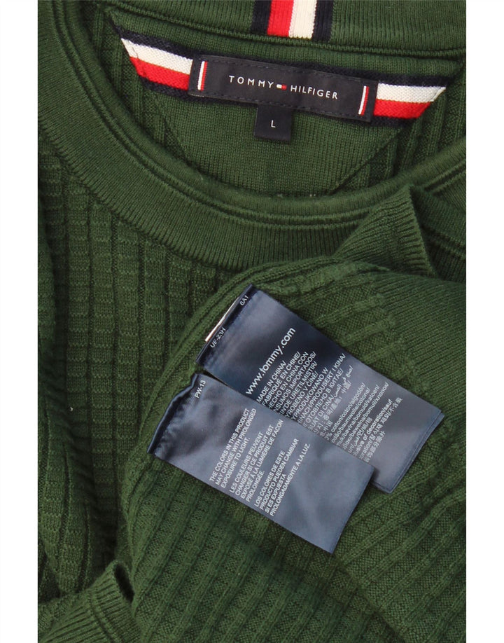 TOMMY HILFIGER Maglione da uomo girocollo grande cotone verde