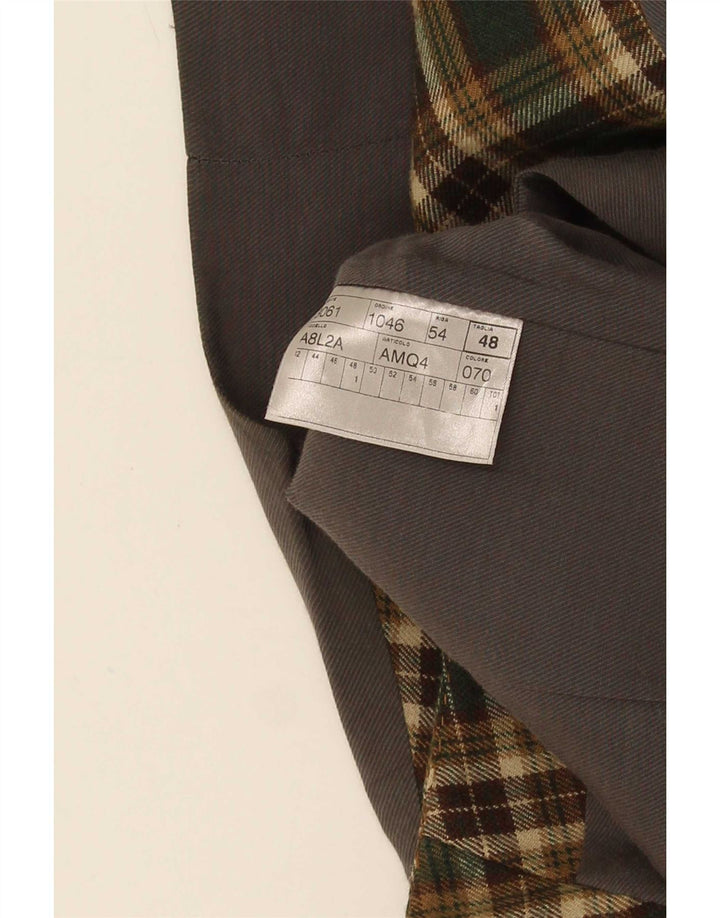 Gilet vintage da uomo IT 48 in lana vergine a quadri verde medio