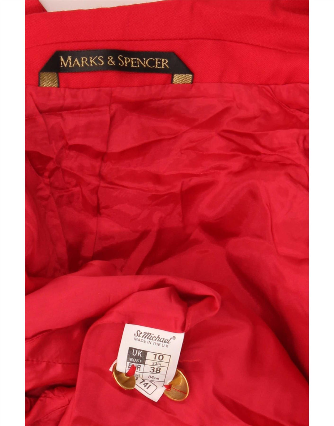 Giacca blazer doppiopetto da donna Marks & Spencer UK 10 piccola lana rossa