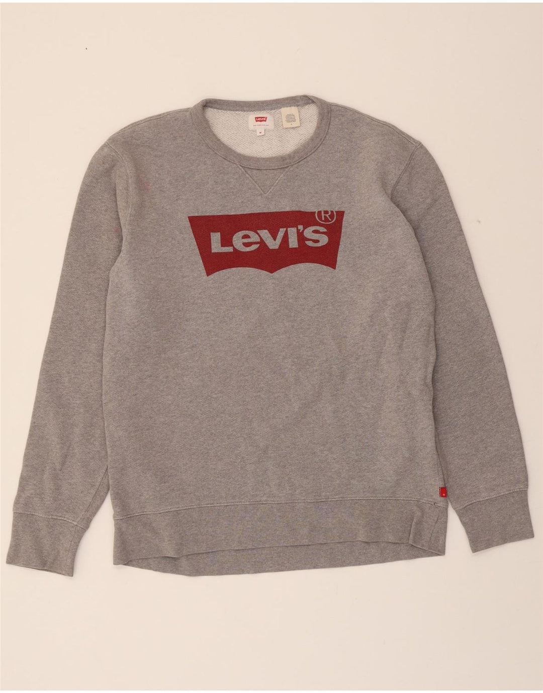 LEVI'S Mens Graphic Sweatshirt Jumper Medium Grey Cotton Vintage Levi's and Second-Hand Levi's from Messina Hembry 