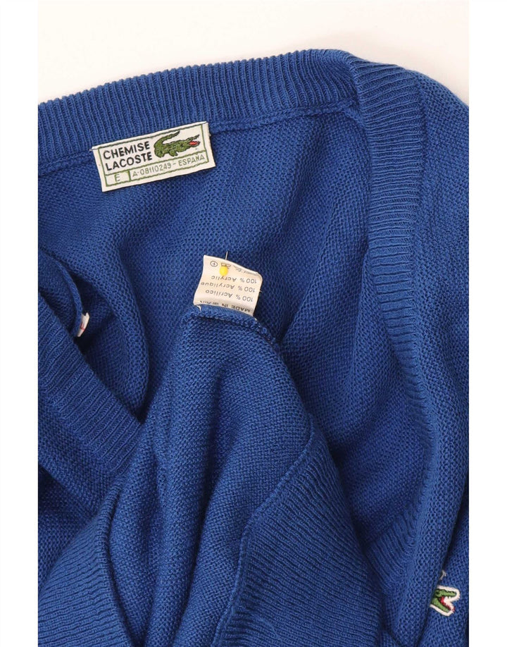 Maglione da uomo con scollo a V Lacoste blu medio in acrilico