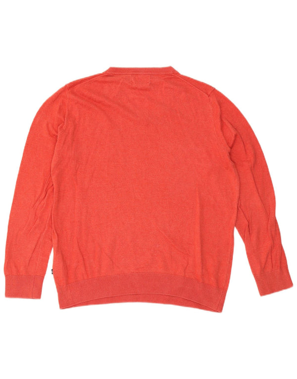 Maglione da uomo con scollo a V Nautica in cotone rosso medio