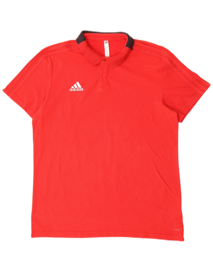 Polo Adidas Climalite da uomo XL in cotone color block rosso