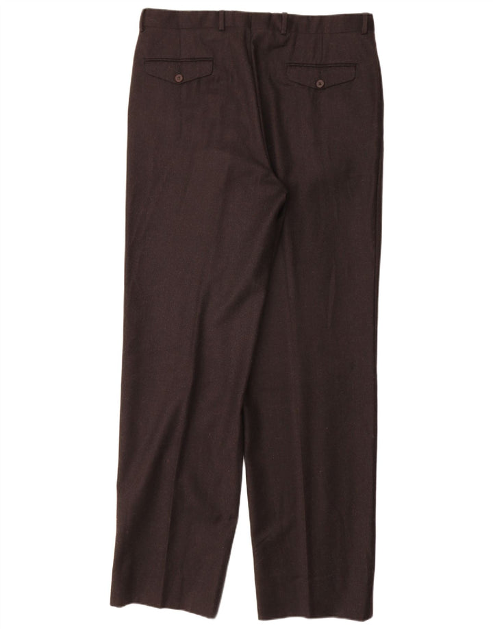 MARCO PLANESIO Pantaloni da Abito da Uomo con Pedge IT 52 XL W34 L33 Lana Nera