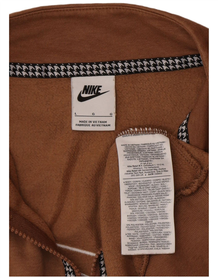 Felpa oversize con grafica Nike da donna, maglione UK 16, grande, cotone marrone