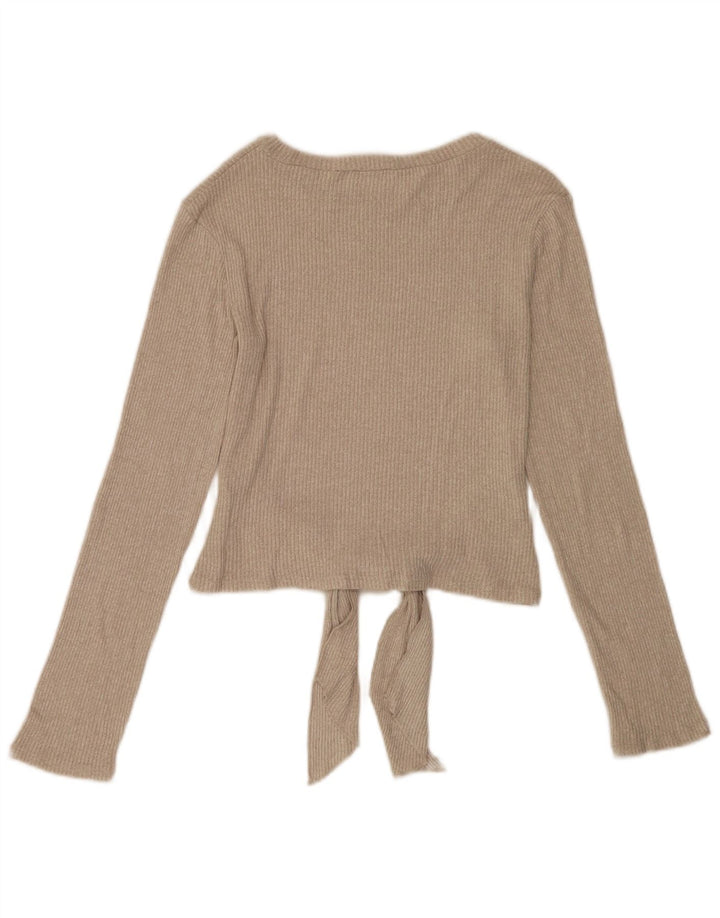 Top Zara da donna a maniche lunghe UK 12 Viscosa beige medio