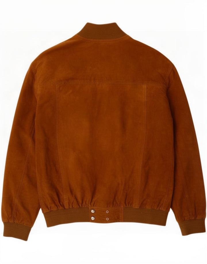 Giubbotto bomber vintage in pelle scamosciata da uomo IT 60 5XL in pelle marrone
