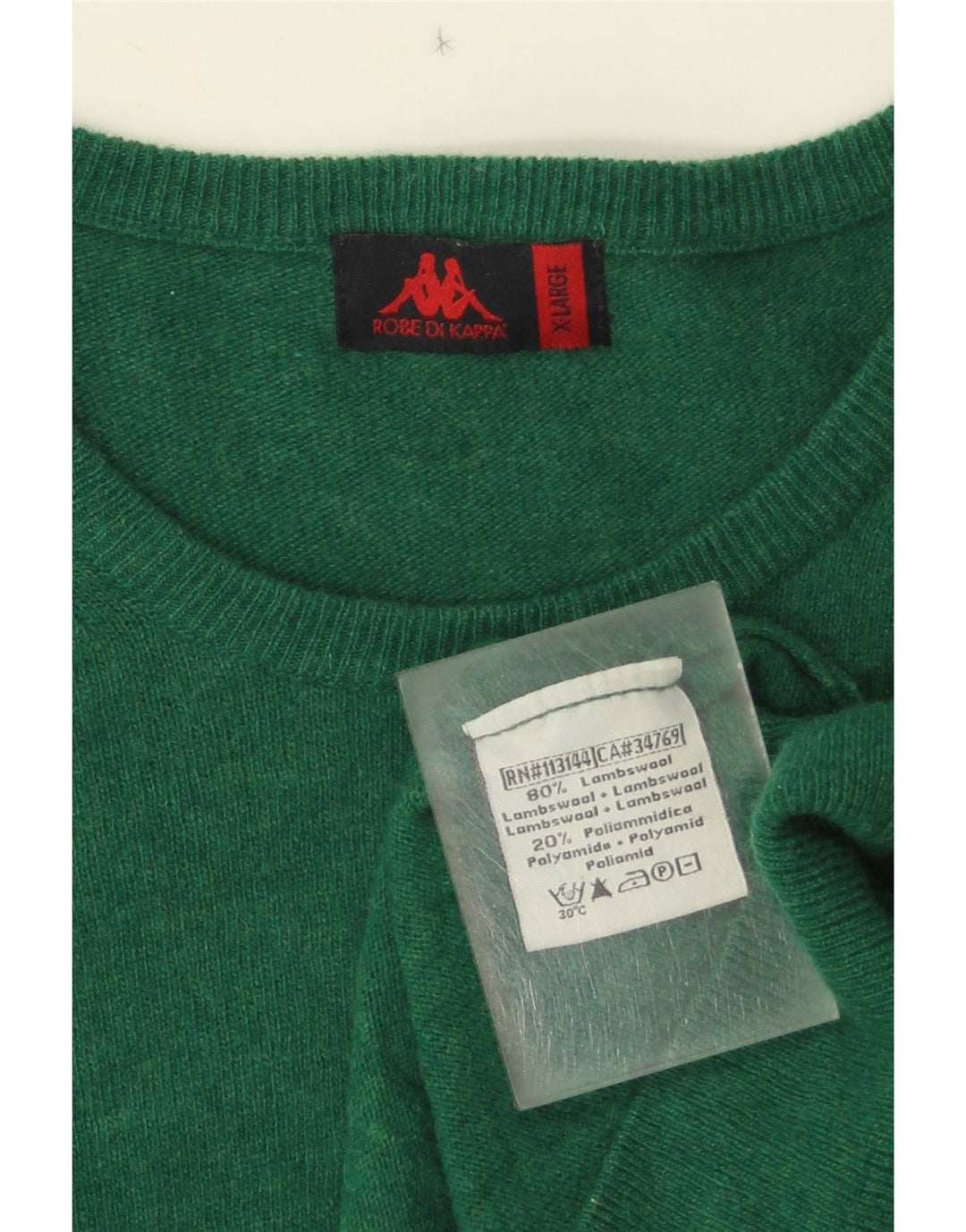 Maglione maglione girocollo da uomo Kappa XL verde lana d'agnello