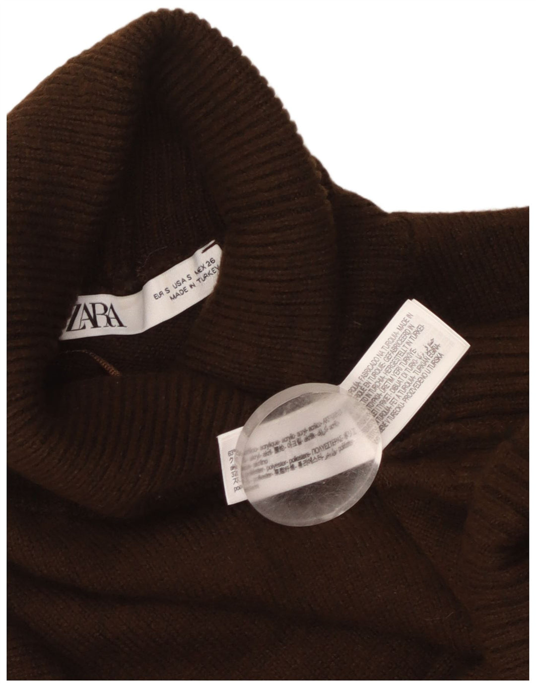 Maglione Zara da donna oversize corto con collo alto, UK 10 piccolo marrone