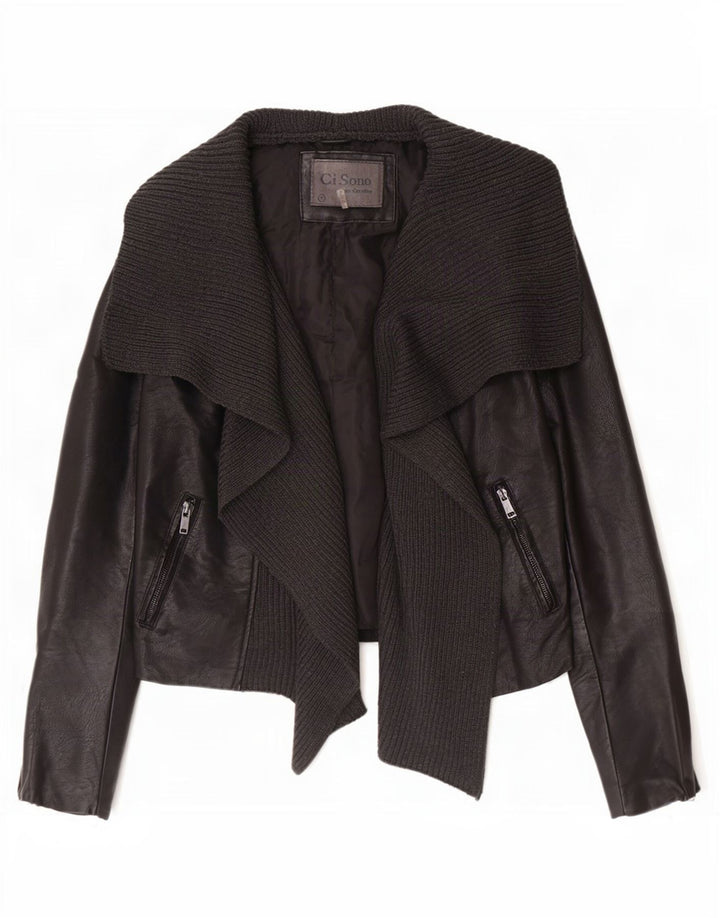 Giacca da motociclista aperta da donna in ecopelle Cavalini UK 18 XL poliuretano nero