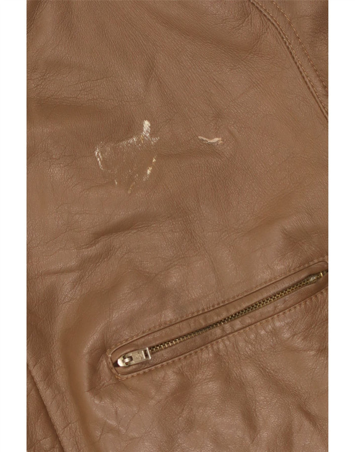 Giacca in pelle vintage da uomo IT 50 grande in pelle marrone