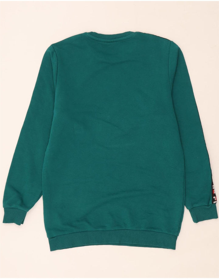 Fila Felpa grafica da uomo in cotone color block verde medio