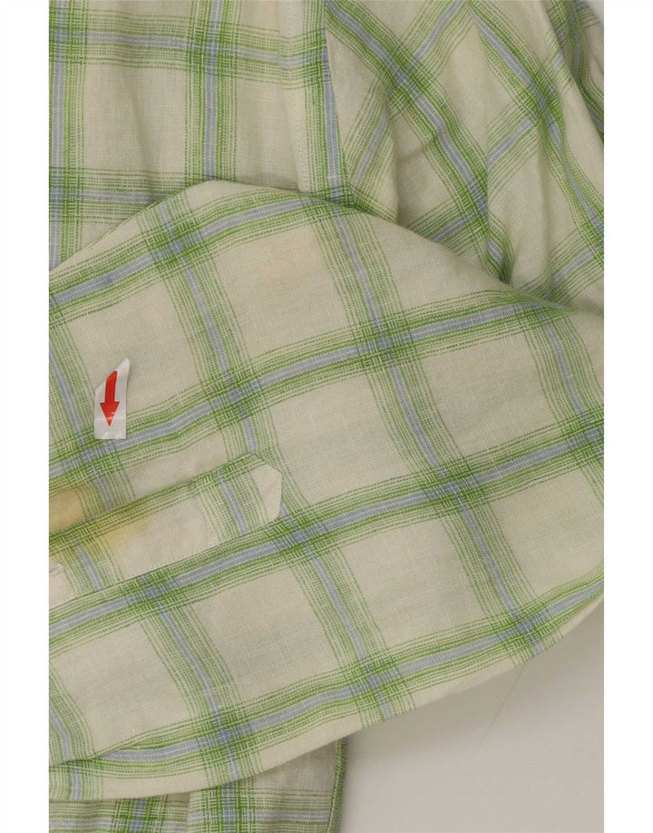 Camicia da uomo Massimo Dutti taglia 44 XL lino verde a quadri