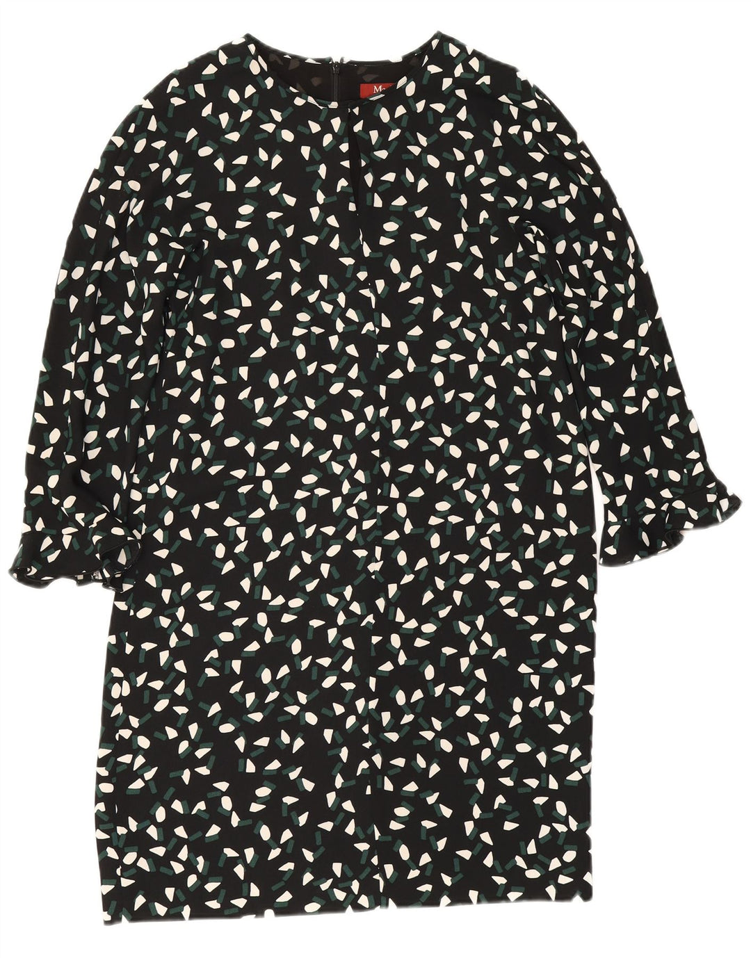 Abito a trapezio da donna Max Mara con maniche a 3/4 UK 8 Piccolo poliestere geometrico nero