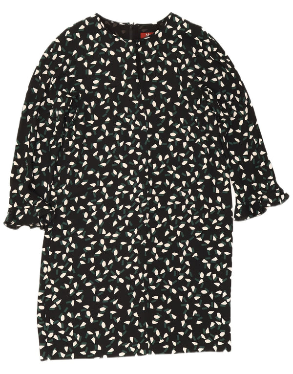 Abito a trapezio da donna Max Mara con maniche a 3/4 UK 8 Piccolo poliestere geometrico nero